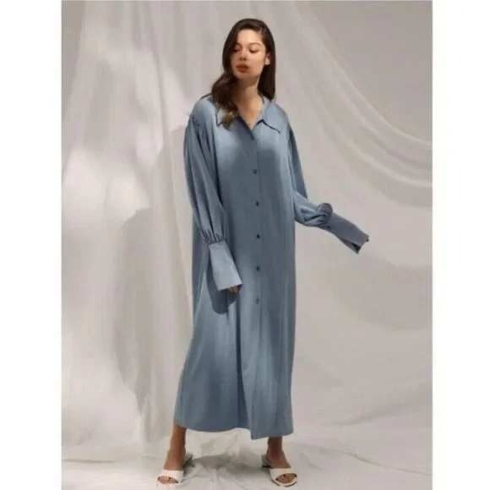 NWT Nap Loungewear Drape Shirt Robe Dressing Gown Frost Blue Small